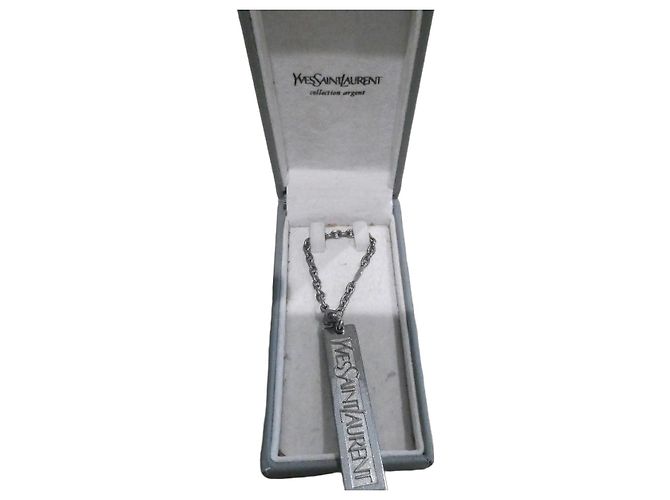 Collar Yves Saint Laurent Colgante Rectangular Plata 925