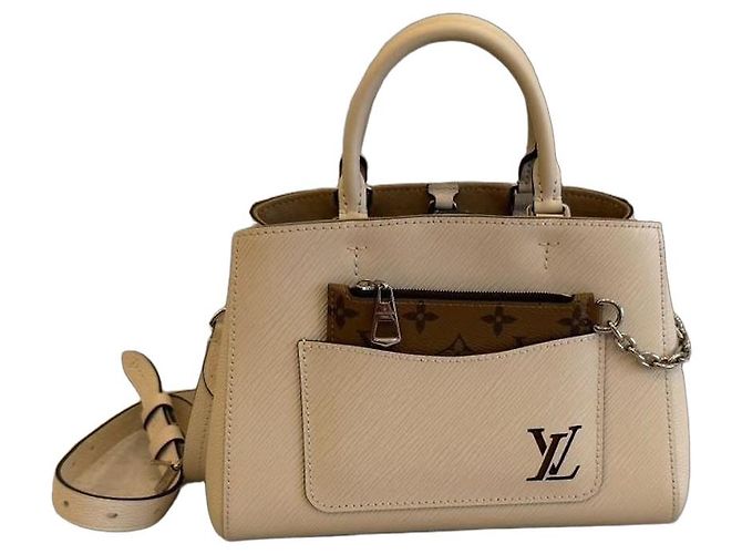 Louis Vuitton BB Marelle Sac à main en cuir grainé blanc