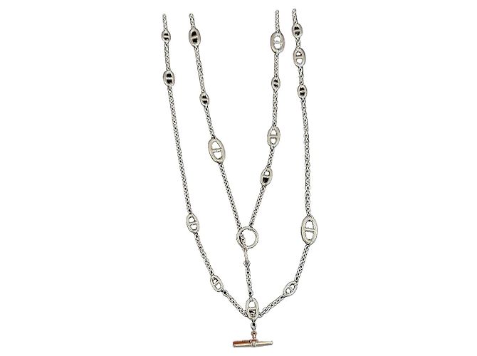 Hermès Farandole Sautoir Halskette Silber
