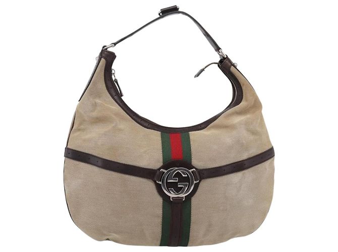 Gucci Reins Web Hobo Canvas Medium