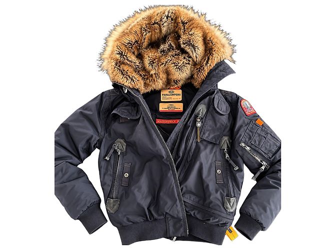 Giacca Bomber Parajumpers Nera con Cappuccio in Pelliccia