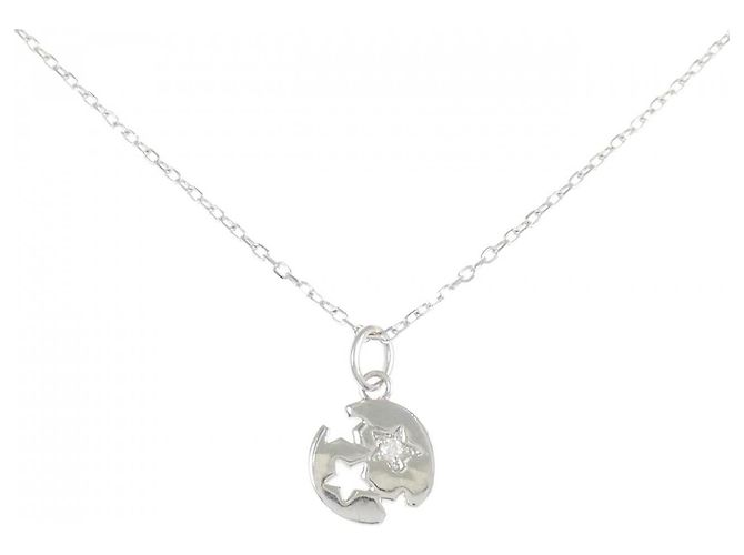Autre Marque Collana in oro bianco K10 e diamanti
