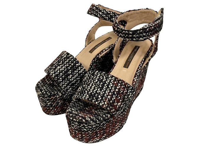 Autre Marque Sandales compensées à plateforme Pellico Sunny Tweed