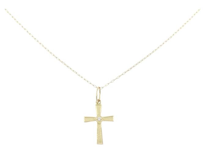 Autre Marque Collana a Croce con Diamanti Au750
