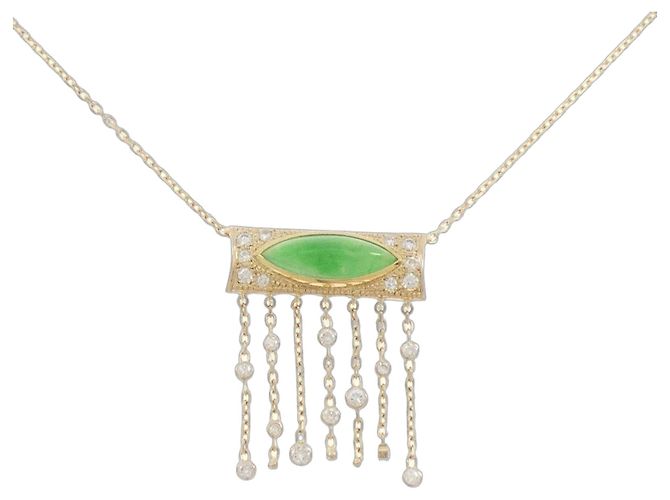 Autre Marque Collana in Giada Au750 e Diamanti