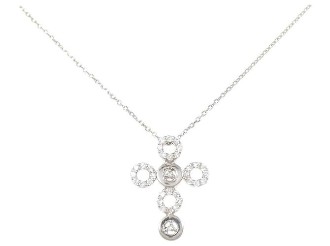 Autre Marque Colar de ouro branco 10K e diamantes