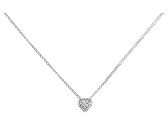 Autre Marque Collana Cuore in Oro Bianco K10 e Diamanti