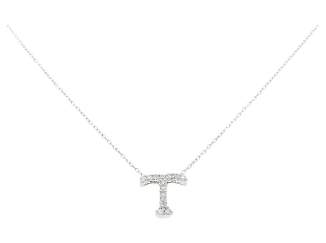 Autre Marque Au750 Diamant-Anfangsbuchstabe T Halskette