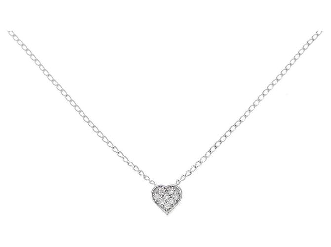 Autre Marque Collana Cuore in Diamanti e Oro Bianco K10