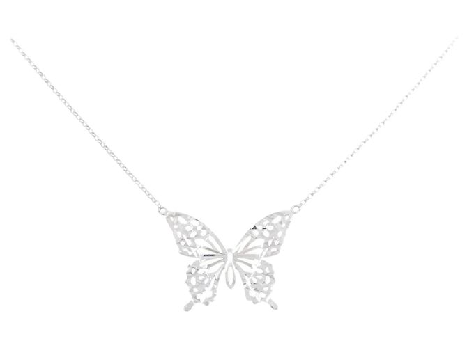 Autre Marque Colar de Borboleta em Ouro Branco K10
