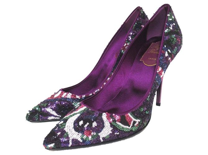 Roger Vivier Spangle Pointed Toe Pumps