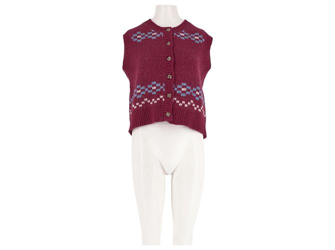 Autre Marque Damson Madder Ärmelloser roter Wollcardigan