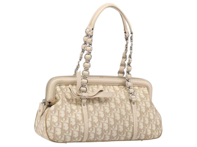 Borsa a mano Christian Dior Trotter Canvas Romantic PVC Beige Silver