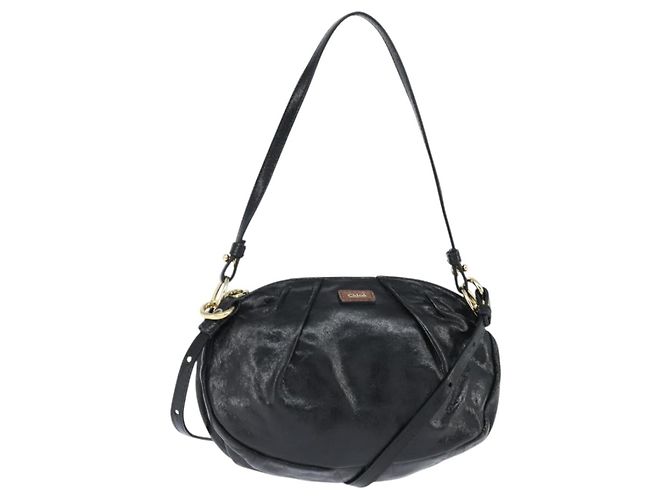 Chloé Bolsa de mão Chloe em couro 2way Preta Ouro