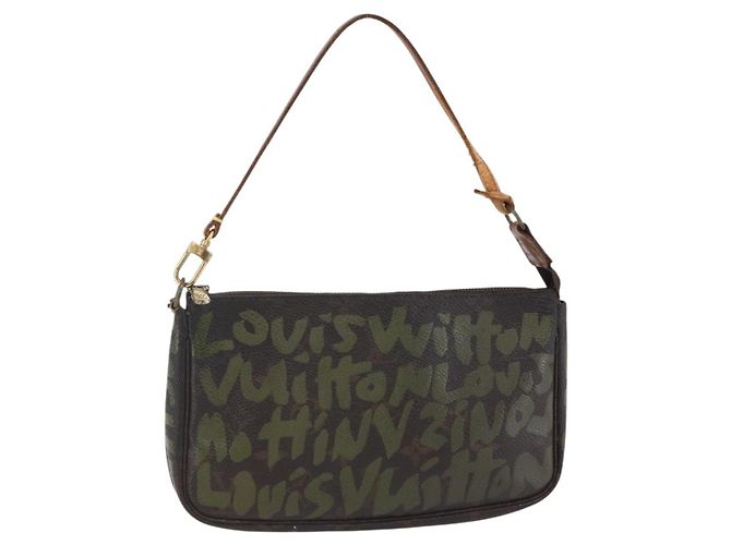 LOUIS VUITTON Graffiti Pochette Accessoires Pouch Khaki M92191 LV
