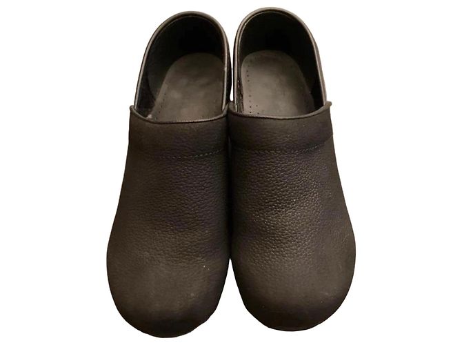 Autre Marque Sanita Leder Clogs Schwarz