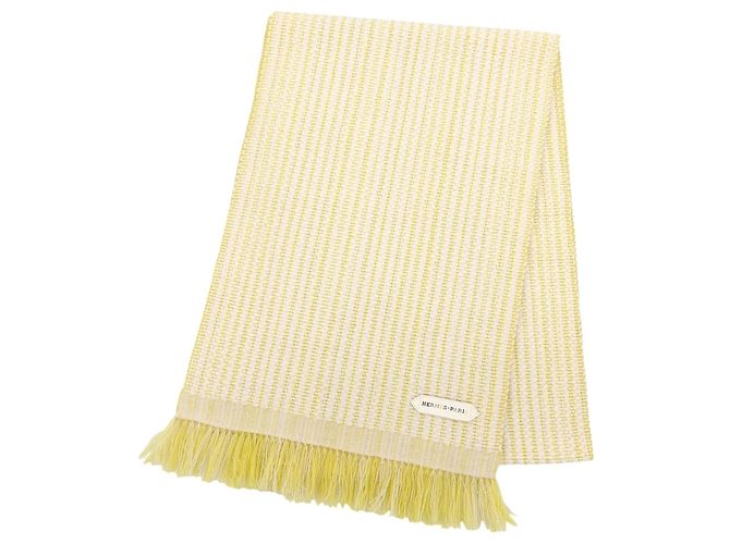 Hermès Stole double face ondulée en cachemire jaune Hermes