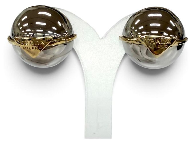 Prada Triangle Logo Kugelohrringe