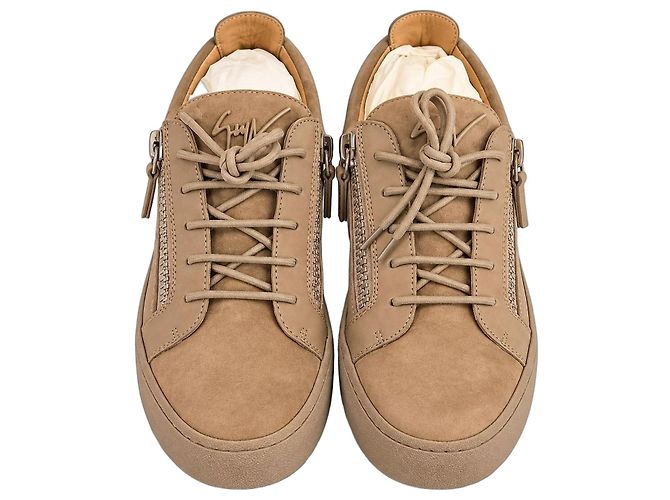 Baskets Giuseppe Zanotti en daim beige à fermeture éclair