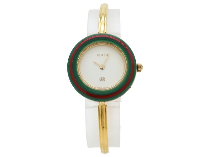 Orologio da donna GUCCI Change Bezel Quadrante Bianco Placcato Oro
