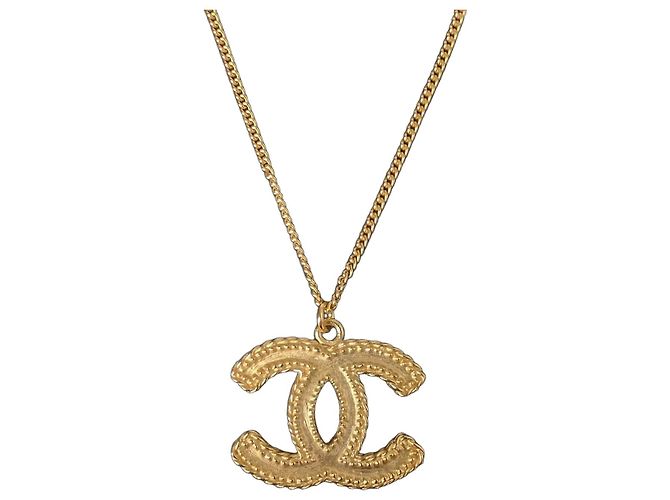 Collier Chanel CC 12A XL Logo Mat Doré
