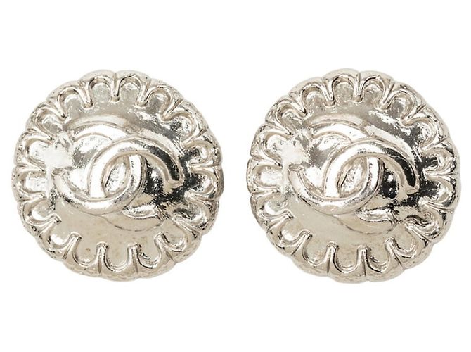 Orecchini a clip rotondi vintage Chanel Coco Mark