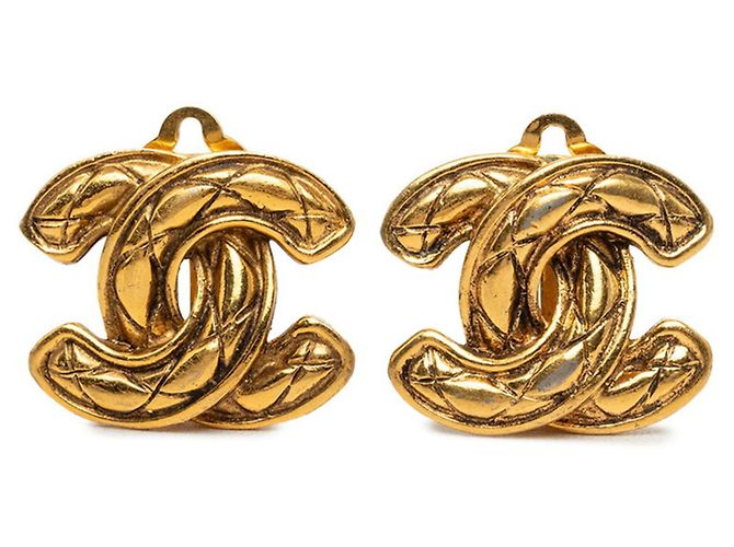 Orecchini a clip Chanel Coco Mark Matelassé placcati oro