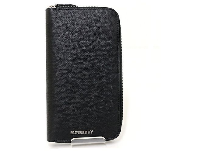 Burberry Black Leather Long Wallet