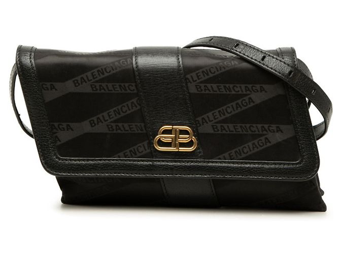 Everyday Bolsa Balenciaga Shift Preta de Couro e Nylon