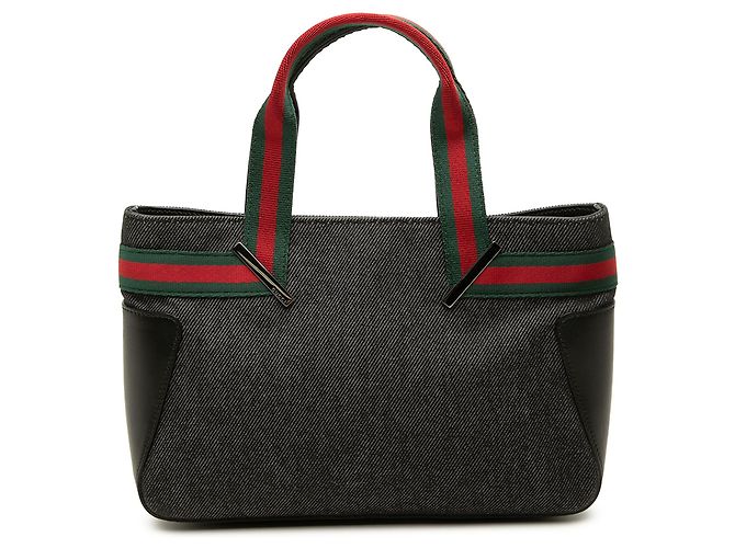 Bolsa Gucci em denim preto com faixa Web