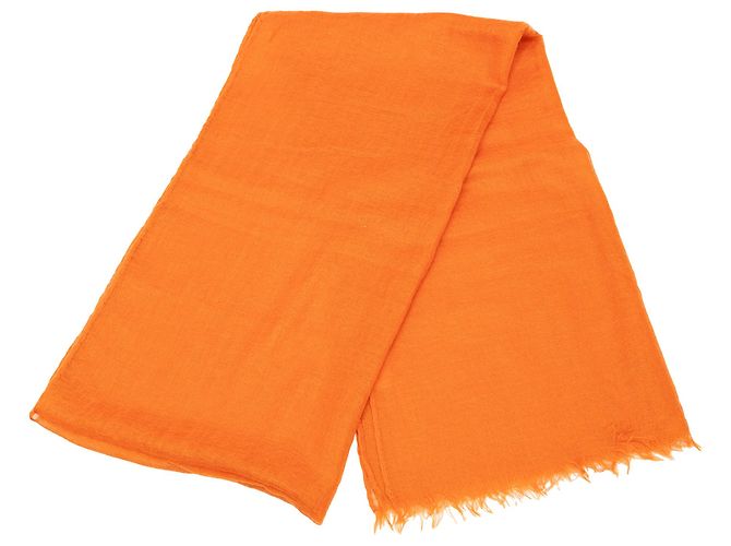 Cachecol de cashmere com franjas Orange Hermès