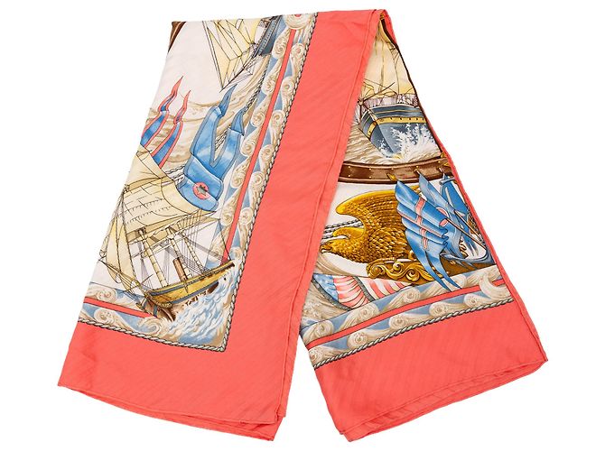 Pañuelo de seda plisado Hermès Pink Vive le Vent 90