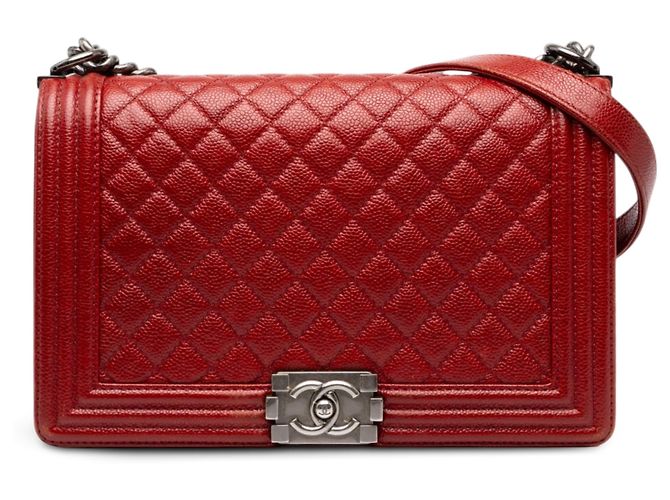 Chanel Red Medium Quilted Caviar Boy Flap