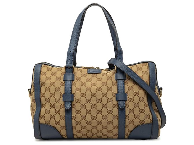 Bolso Boston Gucci Beige Medium GG Canvas con cinturón