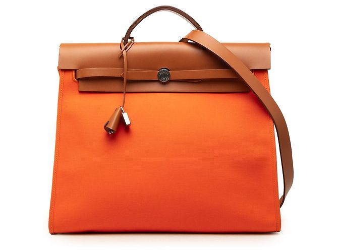 Hermès Orange Toile Herbag Zip 39