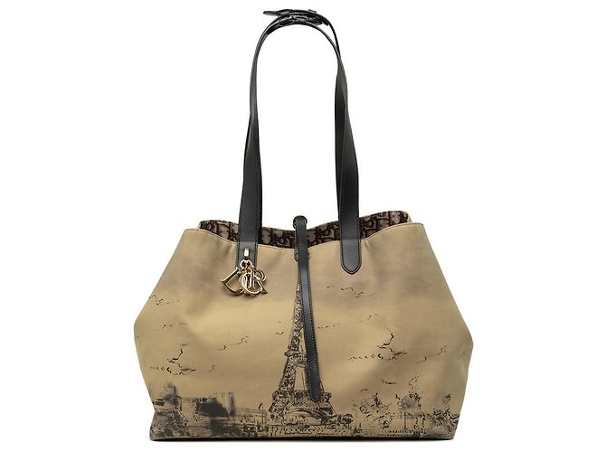 Dior Beige Large Nylon Eiffel Tower Toujours Tote