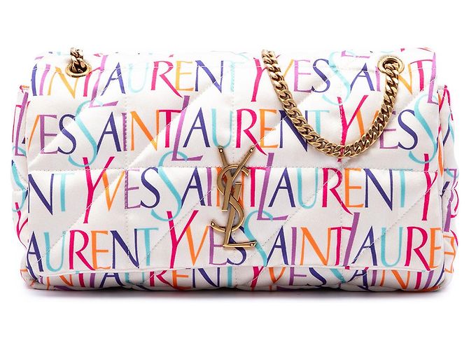Autre Marque Borsa a tracolla Jamie Saint Laurent in seta bianca Medium Carre Rive Gauche Print Patchwork