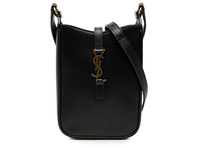 Autre Marque Saint Laurent Black Mini Smooth Leather Le 5 a 7 Vertical Crossbody