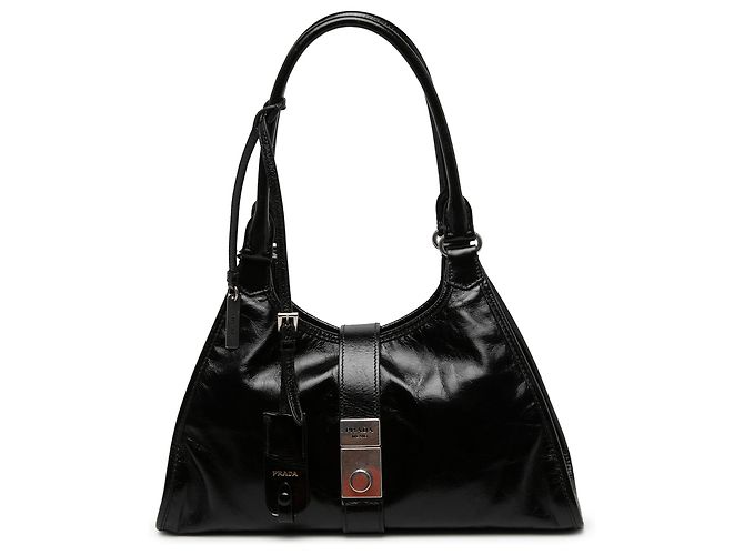 Borsa a tracolla Prada Medium in vitello lucido nero