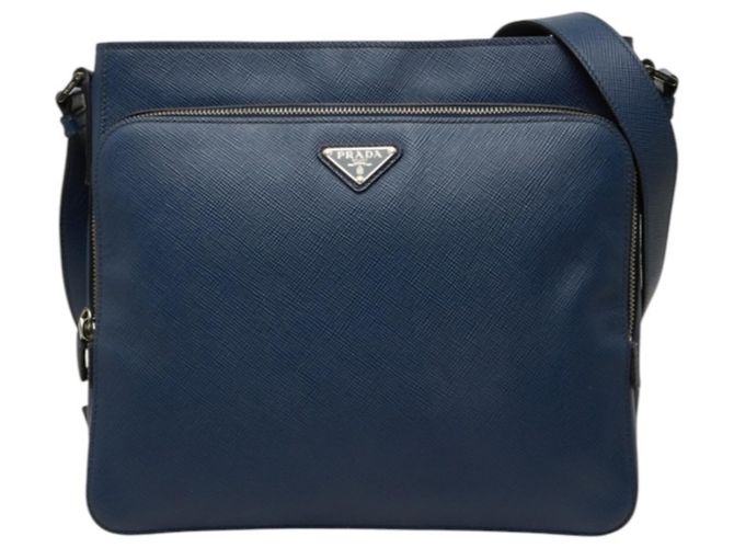 Bolsa de Ombro Prada em Couro Saffiano Navy