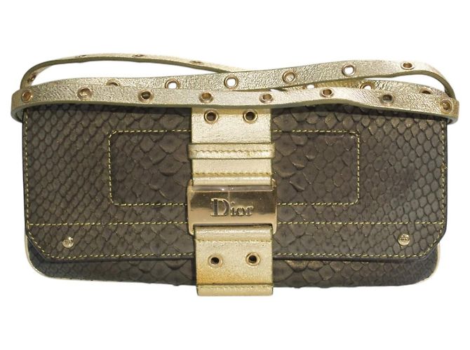 Christian Dior Metallic Python Cannage Clutch Bag