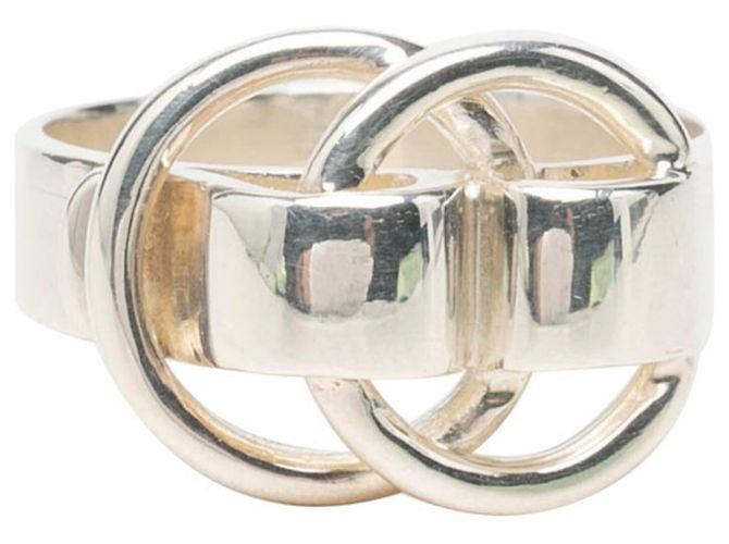 Ring Hermès Anel Faixa Hermes Desaneau Silver