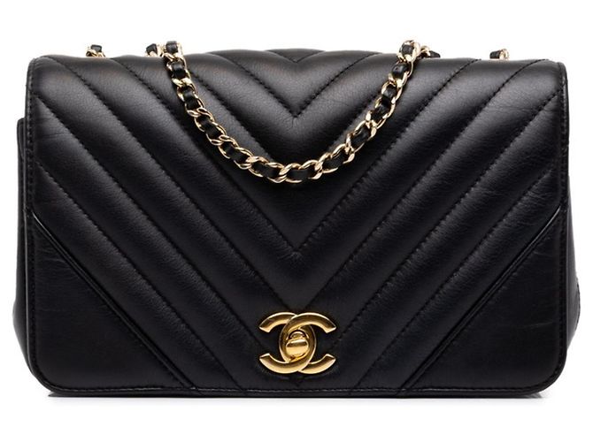 Borsa a tracolla con catena Chanel Coco Mark Chevron V-Stitch