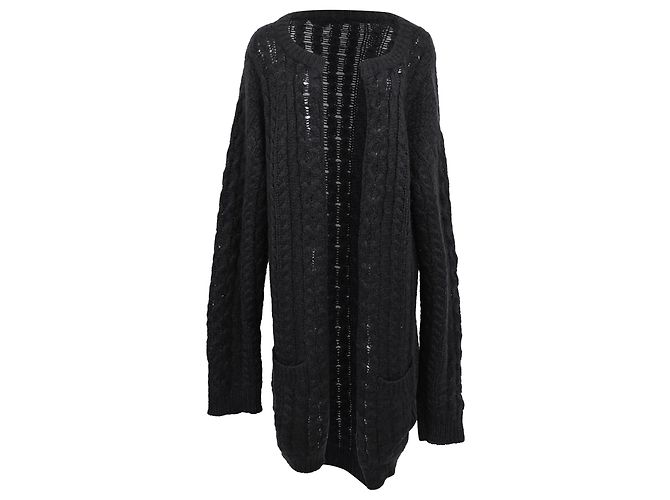 Christopher Kane Cardigan mit Zopfstrick und offener Front aus schwarzem Mohair