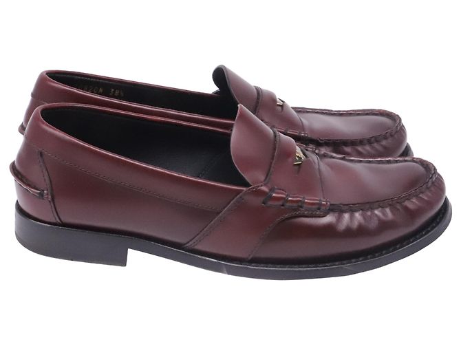 Mocassins Penny Prada en cuir rouge bordeaux