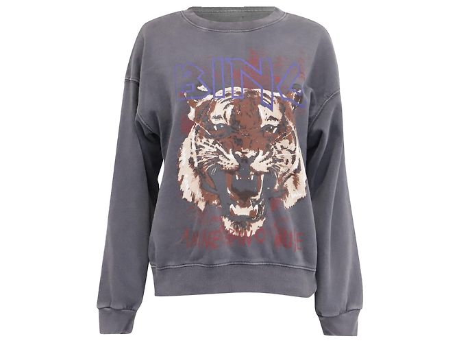 Anine Bing Sweatshirt mit Grafikprint aus grauer Baumwolle