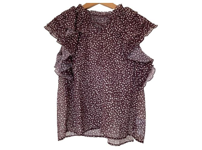 Autre Marque Top de volantes Lily Brown Fragment Sheer Pattern