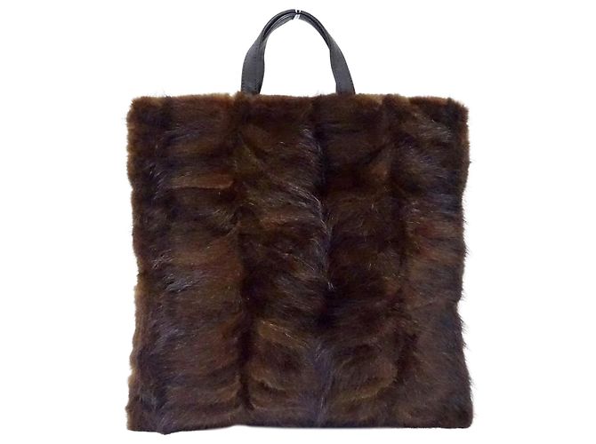 Bolsa Loewe em pele e couro castanho