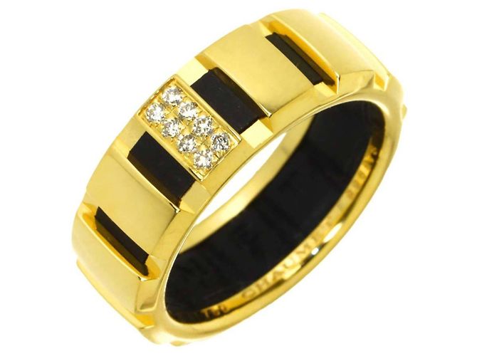 Anel Chaumet Class One #53 em borracha e ouro amarelo