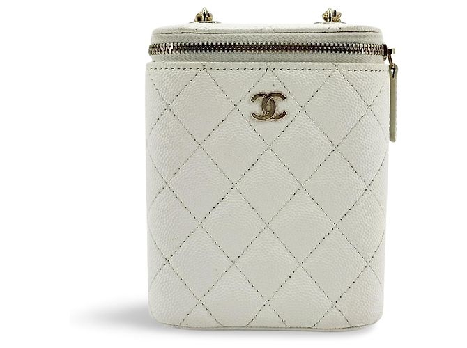 Chanel Vertical Classic Vanity Case with Chain Quilted Caviar Mini